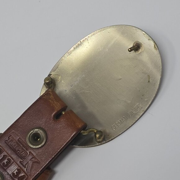 Triple K Tooled Leather Belt with German Silver and Turquoise Western Buckle 34 - Picture 11 of 13